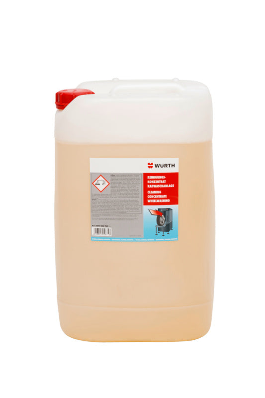 Flasche mit Reinigungskonzentrat für Waschstraßen, grüne Flüssigkeit in einem klaren Behälter.