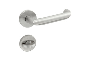 Türdrücker aus Edelstahl mit ergonomischem Design für Objektbereiche und einfache Montage.