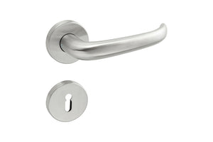 Türdrücker aus Edelstahl mit ergonomischem Griff für den Objektbereich, Modell TD-A2-A510-CLICK-ROS.