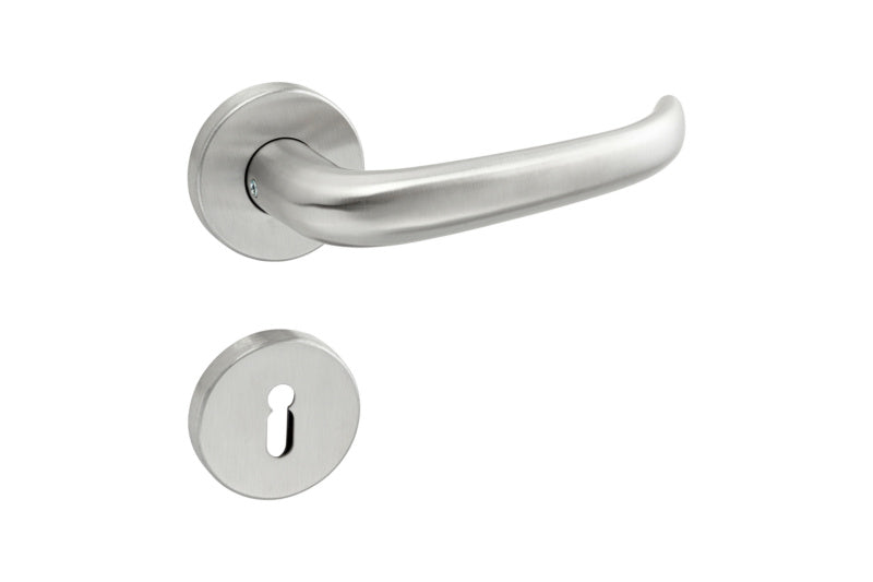 Türdrücker aus Edelstahl mit ergonomischem Griff für den Objektbereich, Modell TD-A2-A510-CLICK-ROS.