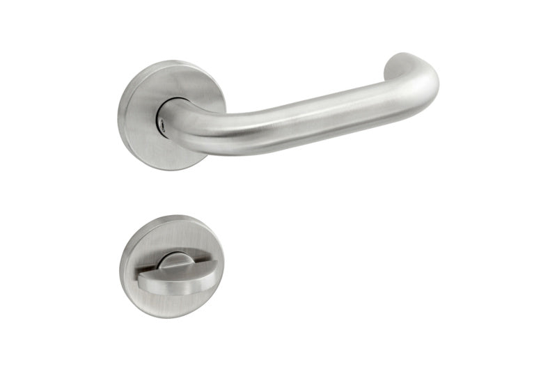 Edelstahl-Türdrücker TD-A2-A502-CLICK-ROS mit ergonomischem Design und glatter Oberfläche.