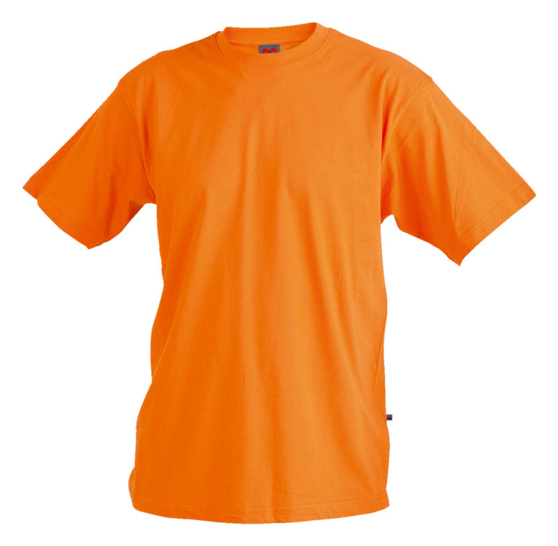 Oranges Arbeitsshirt aus robustem Baumwollmaterial mit modernem Schnitt und verstärkten Nähten.