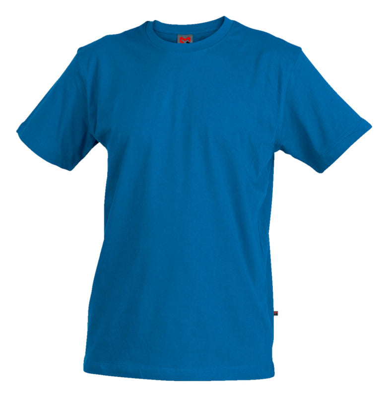 Royal blaues Arbeitsshirt mit kurzer Passform und doppelt genähten Nähten.