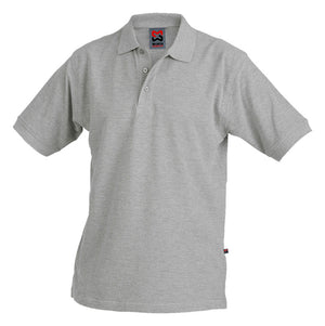 Grau meliertes Arbeitspoloshirt mit geripptem Kragen und sportlicher Passform.
