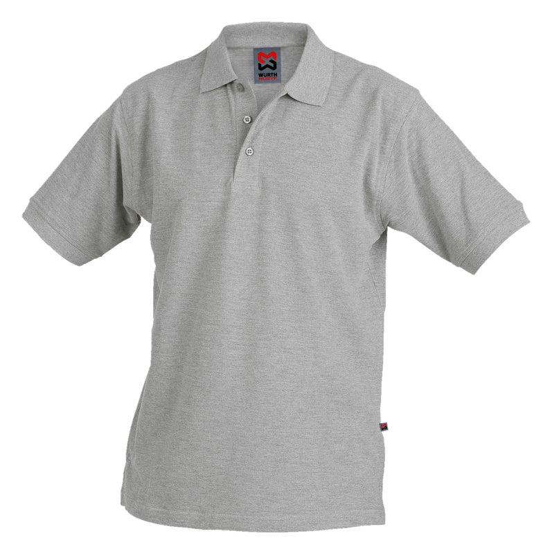 Grau meliertes Arbeitspoloshirt mit geripptem Kragen und sportlicher Passform.