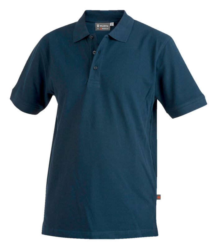 Marineblaues Arbeitspoloshirt mit kurzer Knopfleiste und feinem Kragen für Komfort und Stil.