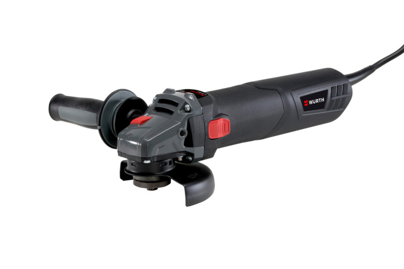 Winkelschleifer Elektro 125 mm mit ergonomischem Design und integrierter Schutzhaube.