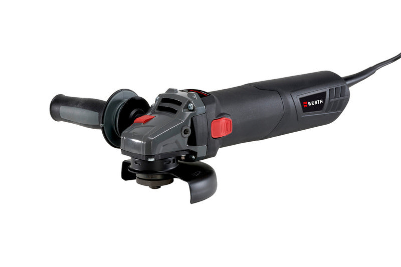 Winkelschleifer Elektro 125 mm mit ergonomischem Design und integrierter Schutzhaube.