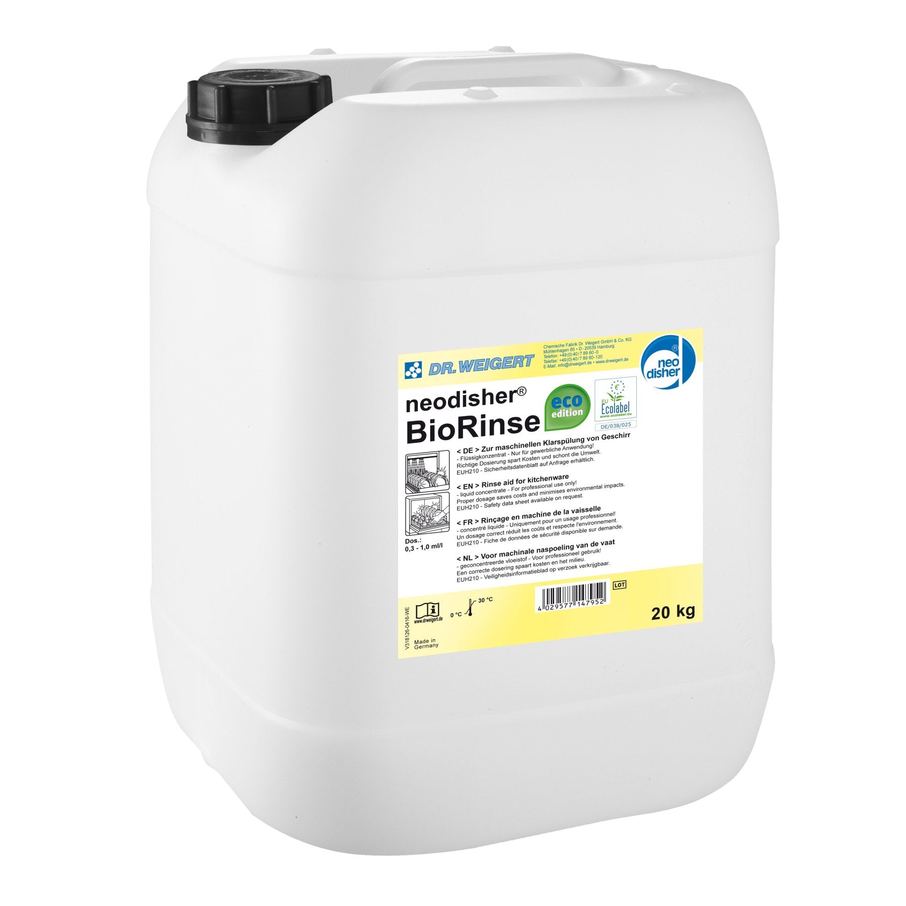 Neodisher BioRinse – Klarspülmittel 20L Kanister Für Gastronomie