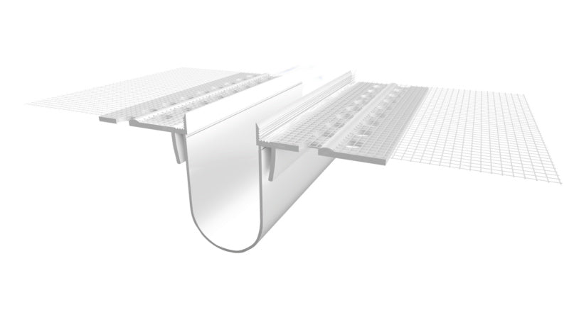 Dehnfugenprofil mit Abzugskante, 5 mm breit und 2,5 m lang, aus robustem Material.