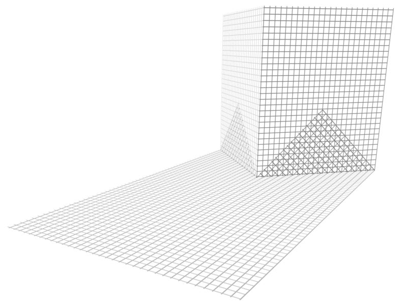 Gewebe-Sturzeckwinkel mit 90-Grad-Winkel und klarer Skala für präzise Messungen bei Bauprojekten.