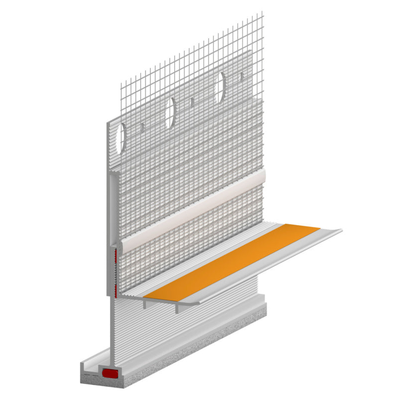 Anputzdichtleiste mit robustem Gewebe für Abdichtung und Stabilität bei Putzarbeiten.