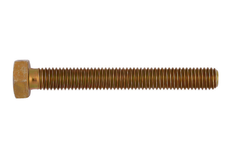 Schraube mit Sechskantkopf und Vollgewinde aus hochwertigem Material in Schwarz.