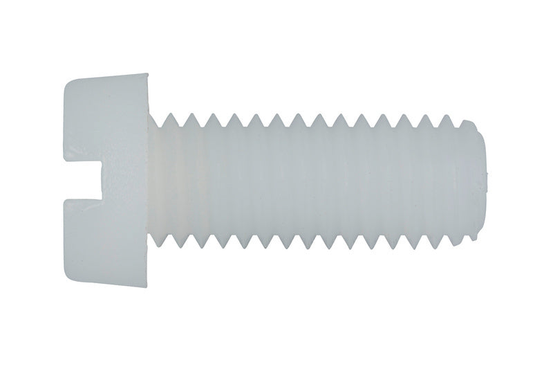 Edelstahlschraube mit Zylinderkopf und Schlitz, DIN84 Norm, rostfrei und korrosionsbeständig.