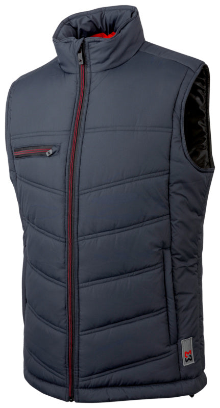 Blaue Arbeitsweste New Craft mit mehreren Taschen und robustem, atmungsaktivem Material.