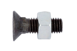 Schraube mit Senkkopf und Vierkantansatz, aus Stahl, nach DIN 608 gefertigt.