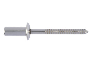 Becher Blindniet mit flachem Kopf aus A2-Edelstahl für stabile und rostfreie Verbindungen.