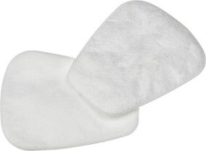 Zwei P3 Partikel-Einlegefilter für Halbmaske, wiederverwendbar und atmungsaktiv.