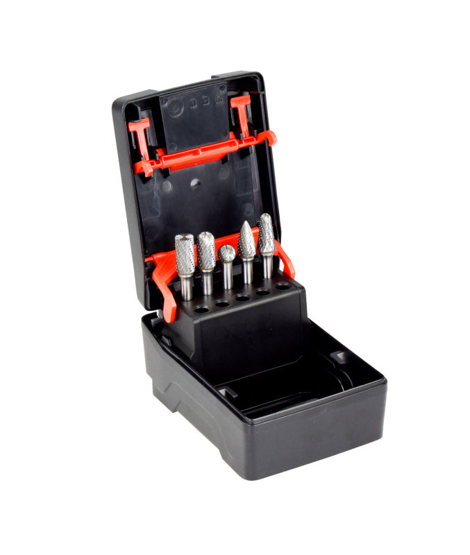 Set von Frässtiften in verschiedenen Formen und Größen, ideal für Materialien wie Holz und Metall.