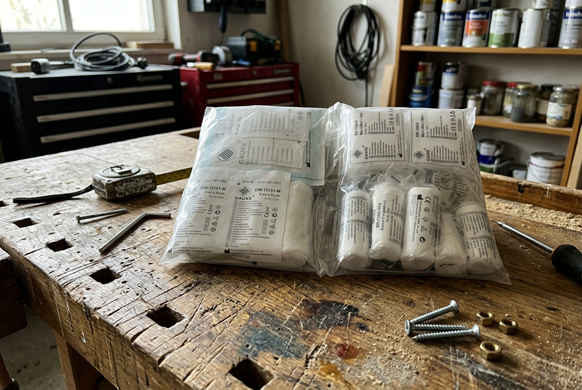 Würth Erste Hilfe Set 3-teiliges Verbandmaterial mit 10 Einheiten in transparenter Verpackung