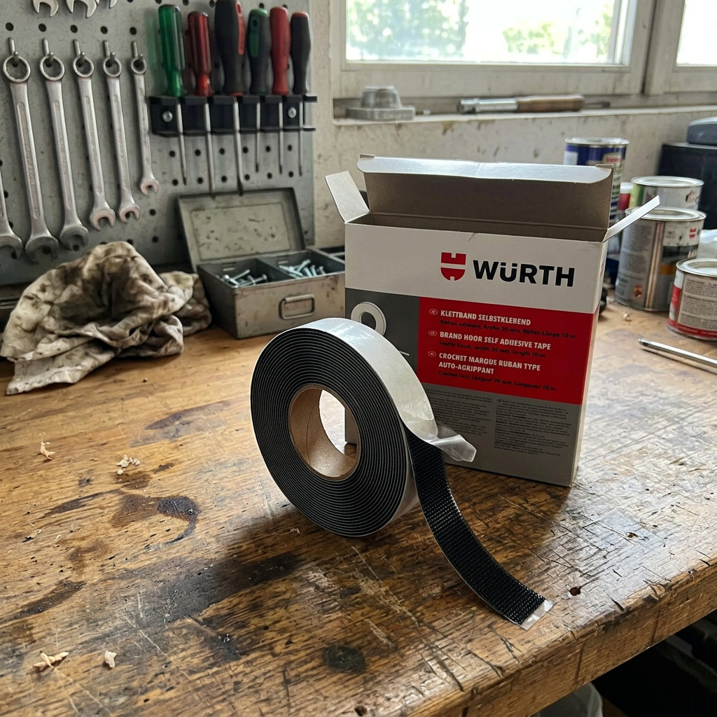 Würth Selbstklebendes Klettband Schwarz 10m | KLETTBA-SK-HAKEN 1 ST.