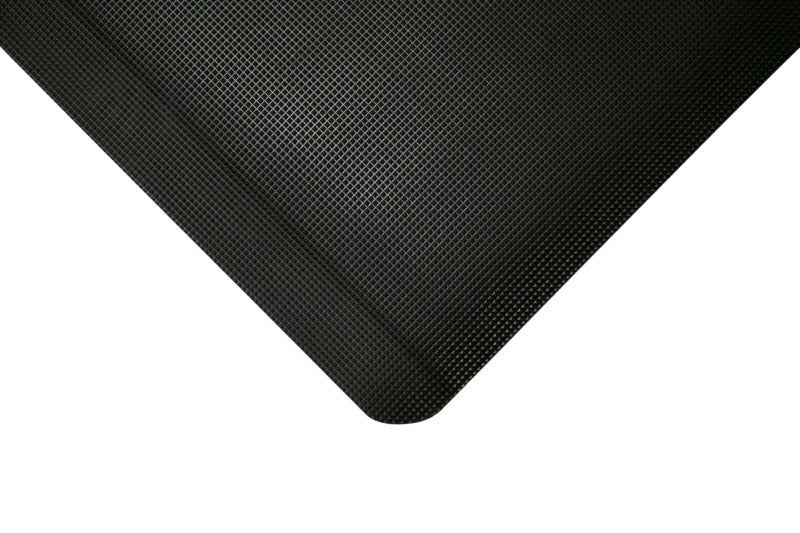 Schwarze Bodenmatte mit Antirutsch-Oberfläche, ideal für Schweißer und Mechaniker.