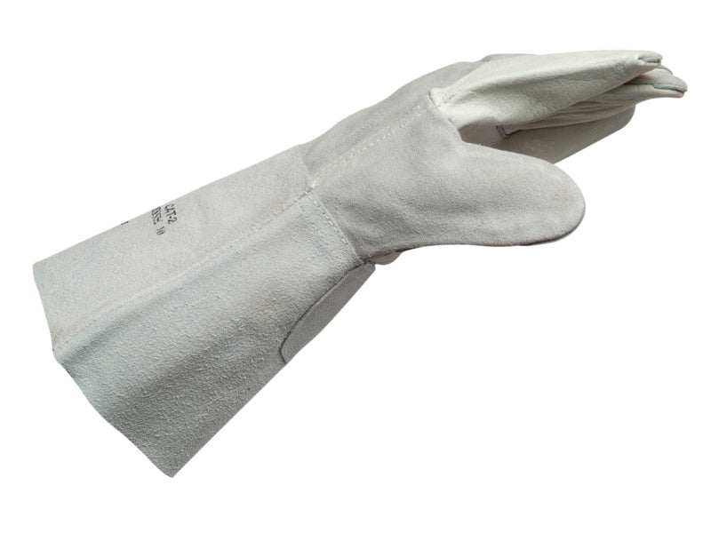 Schweißerhandschuhe in robustem Material mit rutschfester Oberfläche und flexibler Passform.