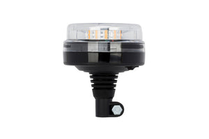 Orange beacon light with a sturdy base, designed for vehicle mounting.