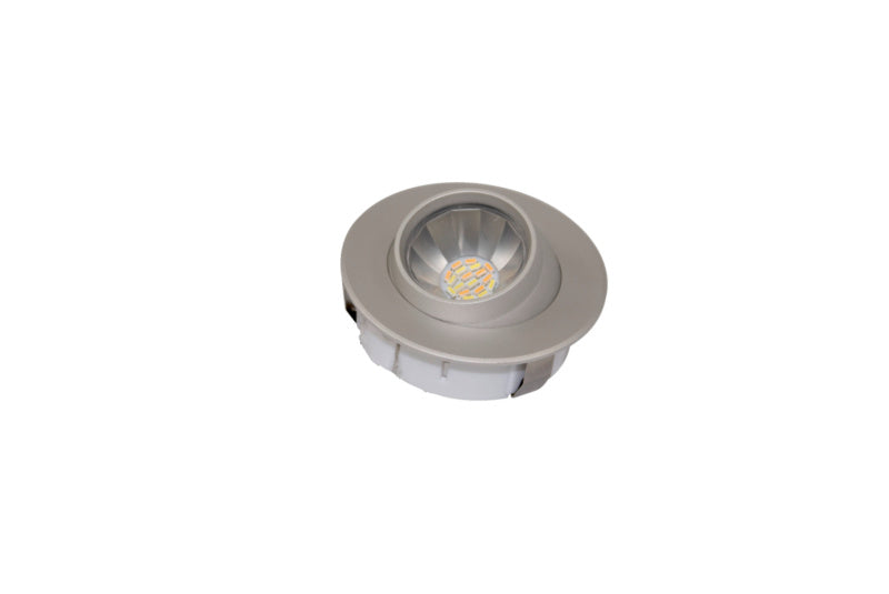 Aluminiumfarbene LED-Deckenleuchte EBL-12 mit Augenschutz und 1200 Lumen Lichtstärke