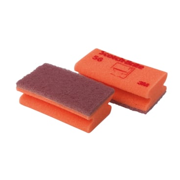 Zwei Scotch-Brite Schwämme Nr. 56 in Rot/Rosa.