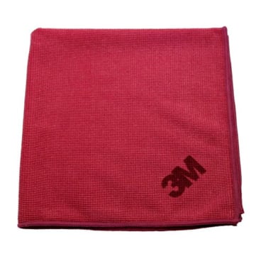 Rotes Mikrofaser-Reinigungstuch mit 3M-Logo, 36x36 cm.