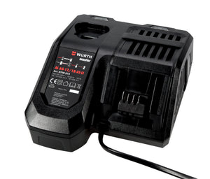 Kompaktes Ladegerät für 12V und 18V Lithium-Ionen-Akkus mit LED-Ladeanzeige.