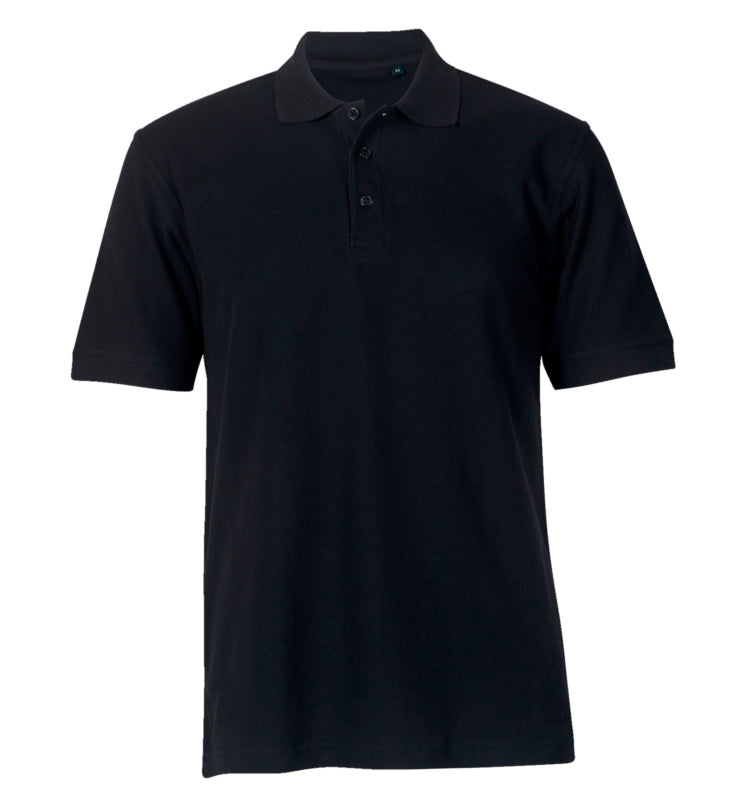 Dunkelblaues Arbeitspoloshirt mit Polokragen, atmungsaktiv und strapazierfähig.