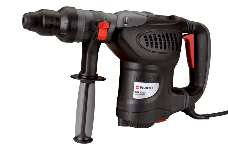 Bohr- und Meißelhammer Elektro mit 1500 Watt, gummiertem Griff und Vibrationsdämpfungssystem.