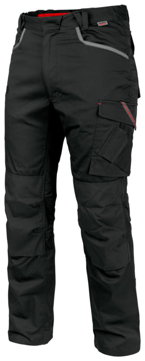 Anthrazitfarbene Arbeitshose-Bundhose mit Stretchmaterial und mehreren praktischen Taschen.