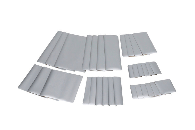 Set of mobile silver units with a sleek design and modern finish.