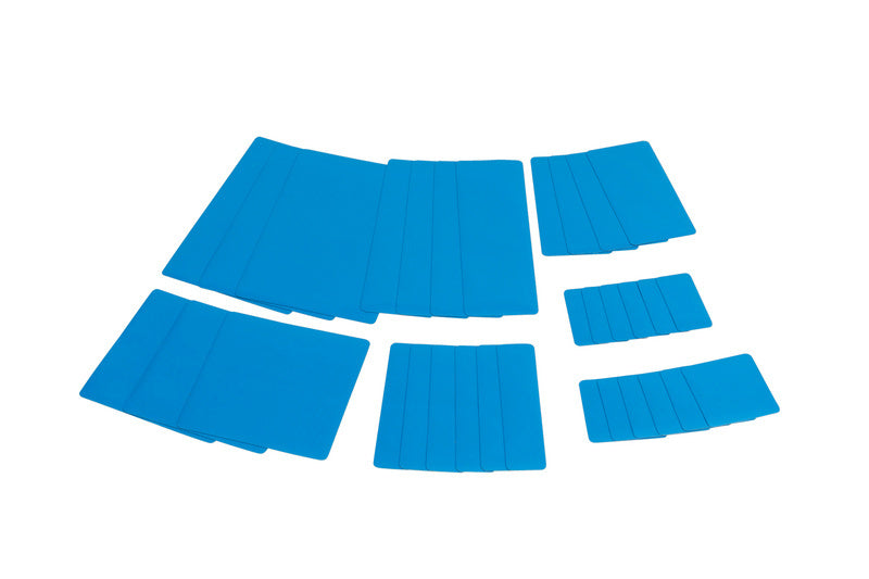 Set of light blue mobile units with a sleek design and practical features.