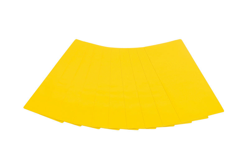 Gelb beschichtetes Zinkblech in der Größe 500x210mm, mit glatter Oberfläche.