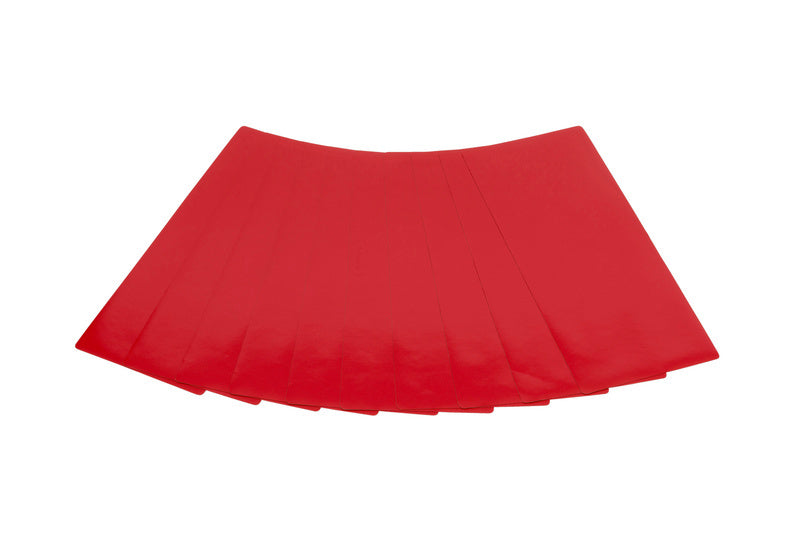 Feuerrotes rechteckiges Schild mit den Maßen 500 mal 210 Millimeter.