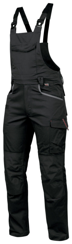 Anthrazitfarbene Arbeitslatzhose mit Stretch-Material und zahlreichen praktischen Taschen.