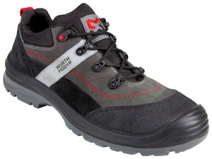 Sicherheitshalbschuh S3L CORVUS in Grau mit Stahlkappe und rutschfester Sohle.