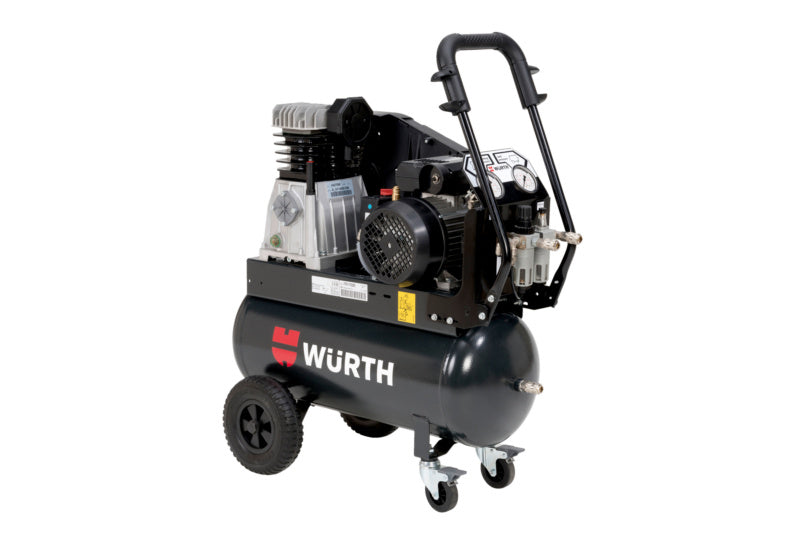 Elektro Kompressor KOMPR mit robustem Gehäuse, ergonomischen Griffen und stabilen Rädern.