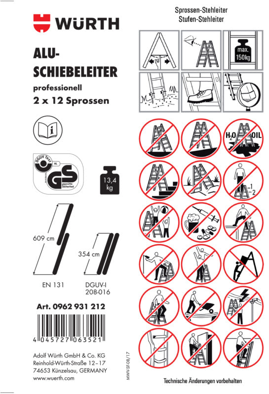 Zubehör Leitern-ETIK-(F.STEHLEI-0962931112)-PVC     Verpackungsinhalt    1 Einheit