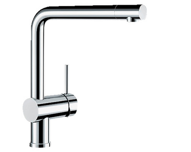 Moderne Küchenarmatur mit schwenkbarem Auslauf und hochglänzender Chrom-Oberfläche.