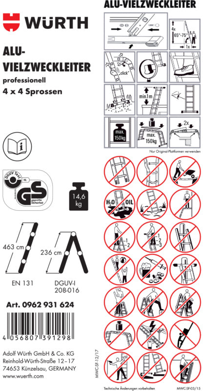 Zubehör Leitern-ETIK-(F.VZWLEI-0962931624)-PVC     Verpackungsinhalt    1 Einheit