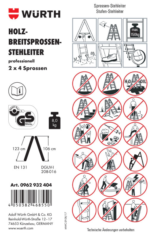 Zubehör Leitern-ETIK-(F.STEHLEI-0962932404)-PVC     Verpackungsinhalt    1 Einheit