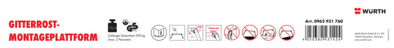 Zubehör Leitern-ETIK-(F.ARBPLTFORM-0962931760)-PVC     Verpackungsinhalt    1 Einheit