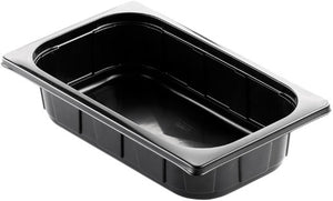 Schwarze PP-Schalen 1/4GN, 265x161x60 mm, 1650 ml, 200 Stück im Set.