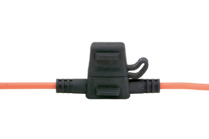 Kleiner Sicherungshalter mit maximal 30 Ampere für 10 Einheiten in schwarzem Gehäuse