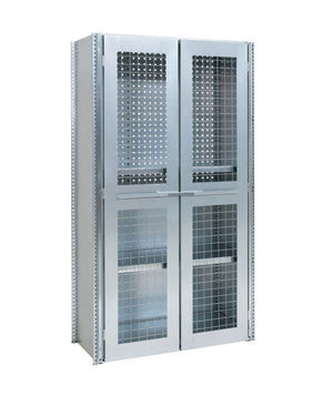 Robustes Fachbodenregal aus Stahl mit verstellbaren Böden und modularer Anbaumöglichkeit